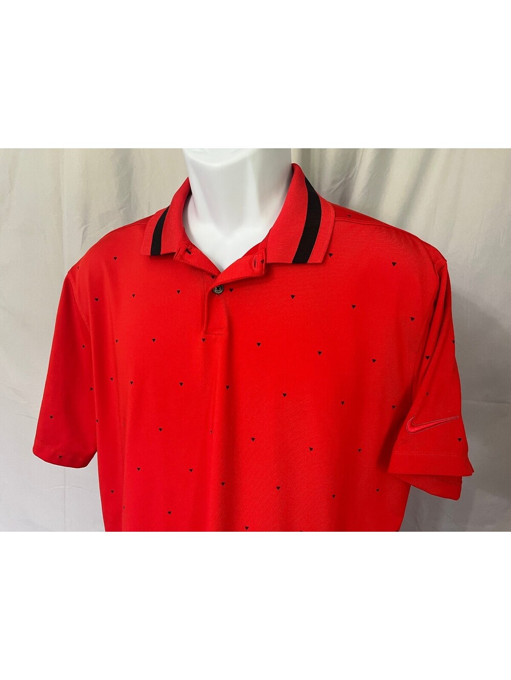 Nike Dri-Fit Men's Red w/ Black Detail Performance Golf Polo Shirt Medium M